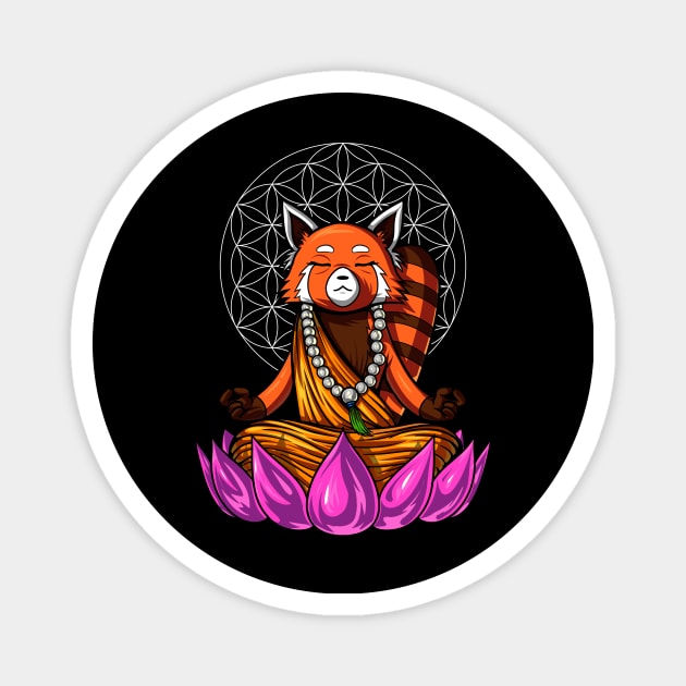 Red Panda Bear Buddha Magnet by underheaven